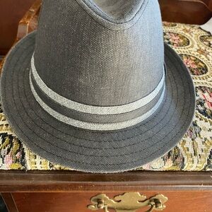 Stetson Gray Fedora with Navy Lined Interior and Orange Logo
